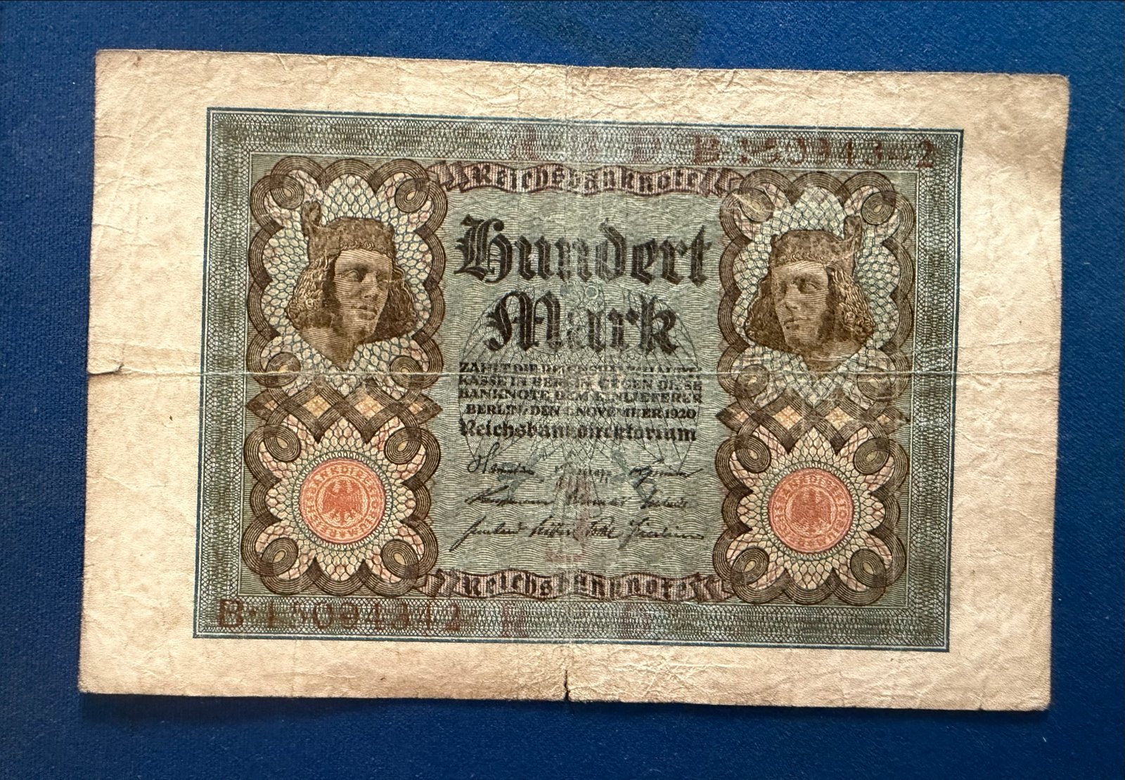 Historisch Duits 100 Mark biljet uit 1920, Postzegels en Munten, Bankbiljetten | Europa | Eurobiljetten, Los biljet, Duitsland