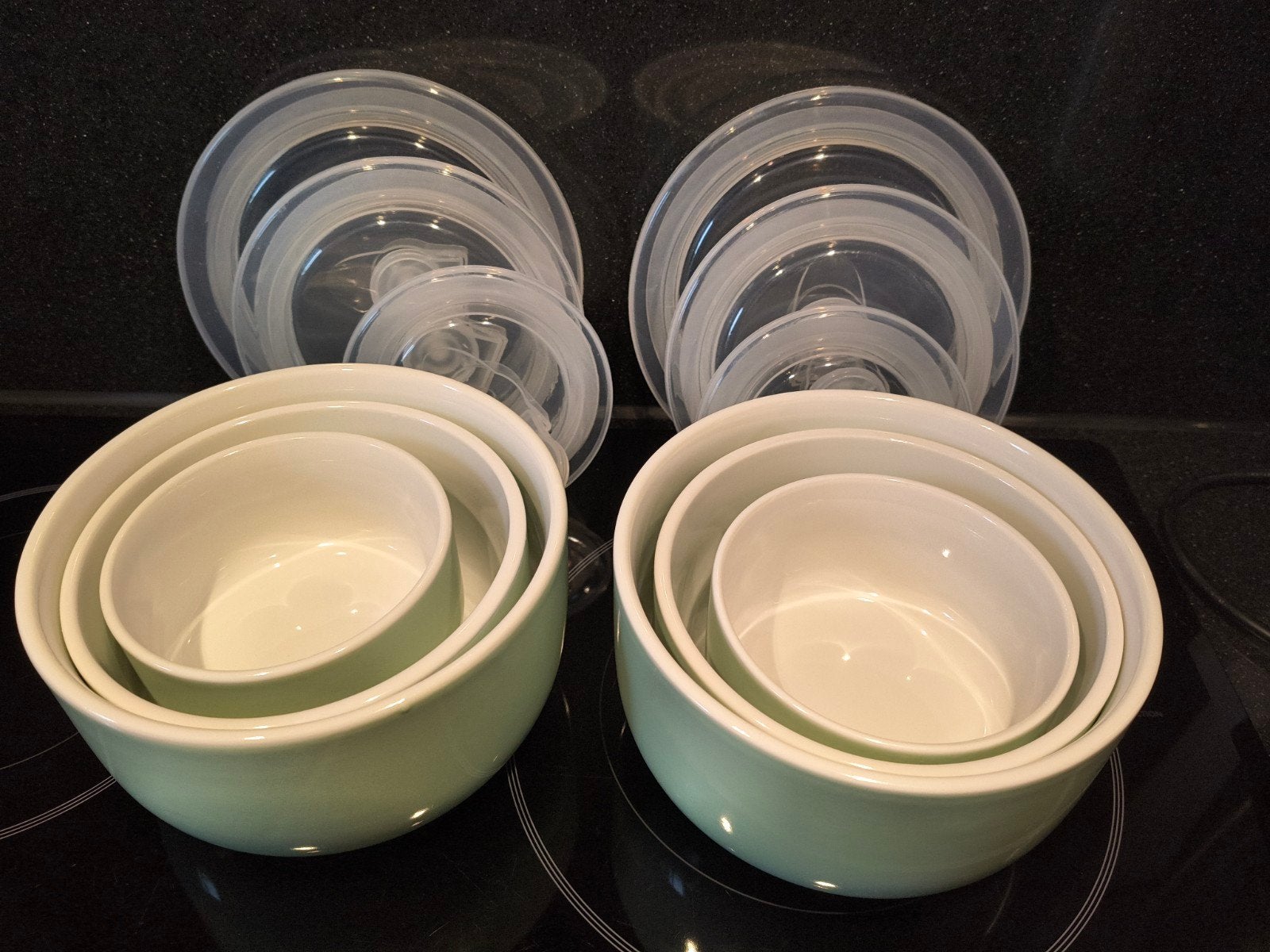 2 sets van 3 bakjes met deksel - ideaal voor bewaren, Huis en Inrichting, Keuken | Keukenbenodigdheden, Ophalen, Zo goed als nieuw