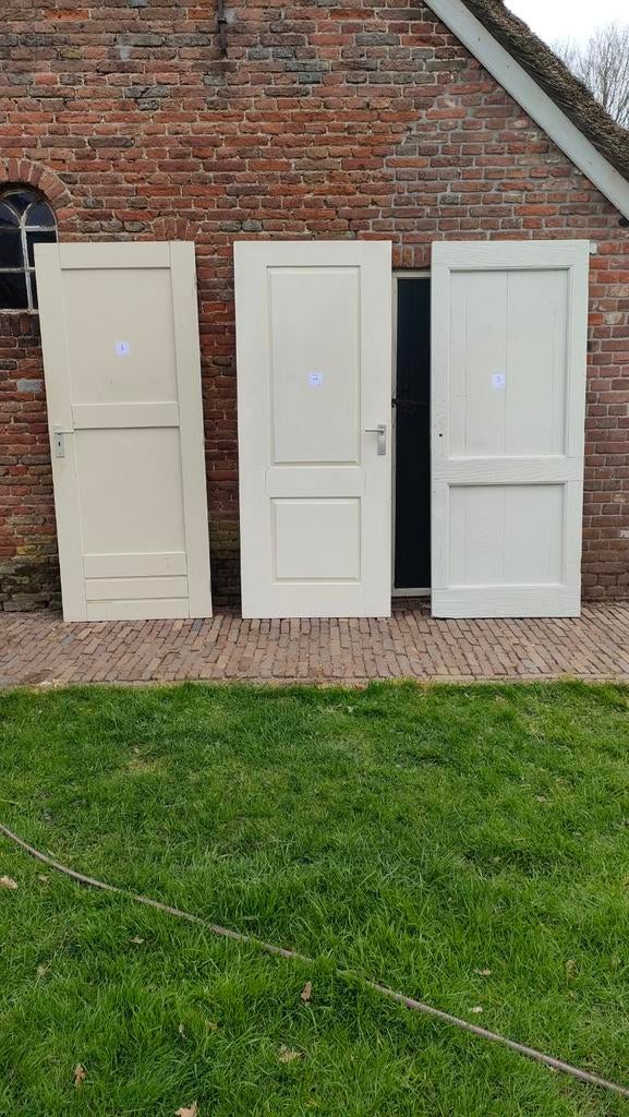 3 houten binnendeuren met 2 panelen, Ophalen, Gebruikt, 80 tot 100 cm, Binnendeur