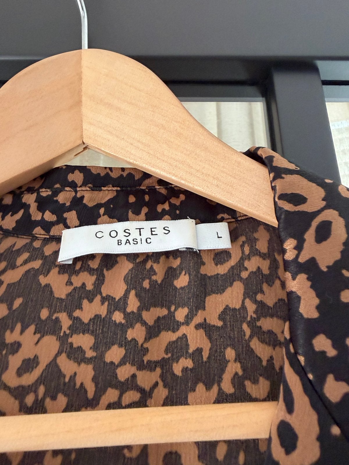 Costes Basic Jurk met Luipaardprint - Maat L, Ophalen of Verzenden, Gedragen, Maat 42/44 (L), Zwart