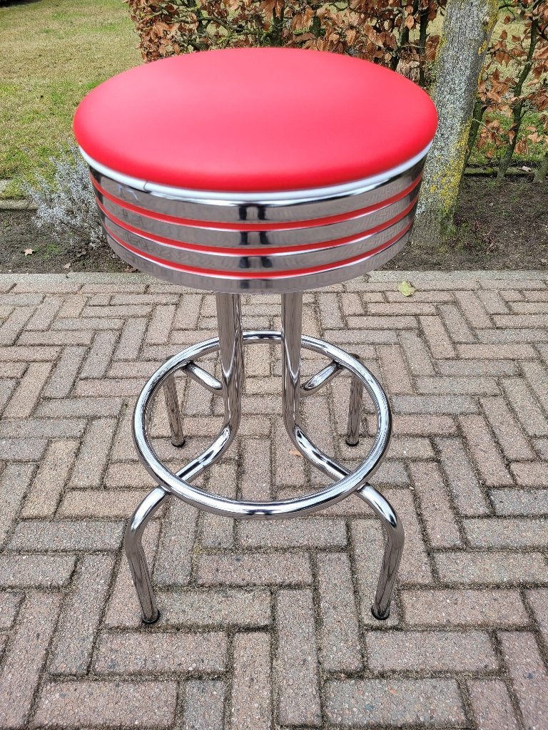 diverse rode Bel Air barkrukken retro fifties sixties ..., Huis en Inrichting, Barkrukken, Ophalen, 60 tot 90 cm, Met voetsteun