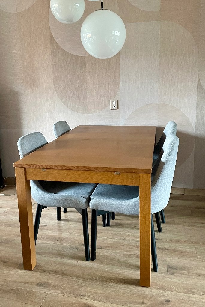 Uitschuifbare eettafel van hout, Ophalen, Gebruikt, 50 tot 100 cm, Vijf personen of meer