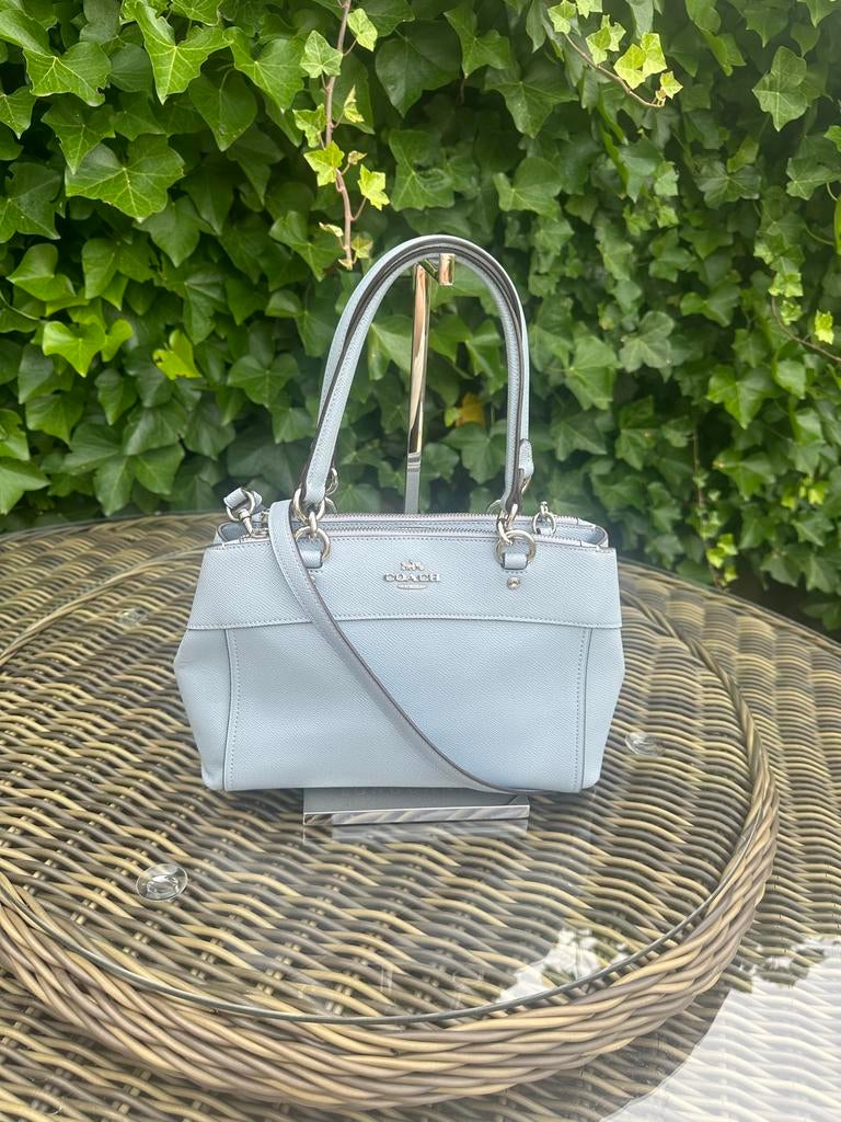 Coach handtas met lange band | lichtblauw | 19x30 cm, Ophalen, Zo goed als nieuw, Blauw, Handtas