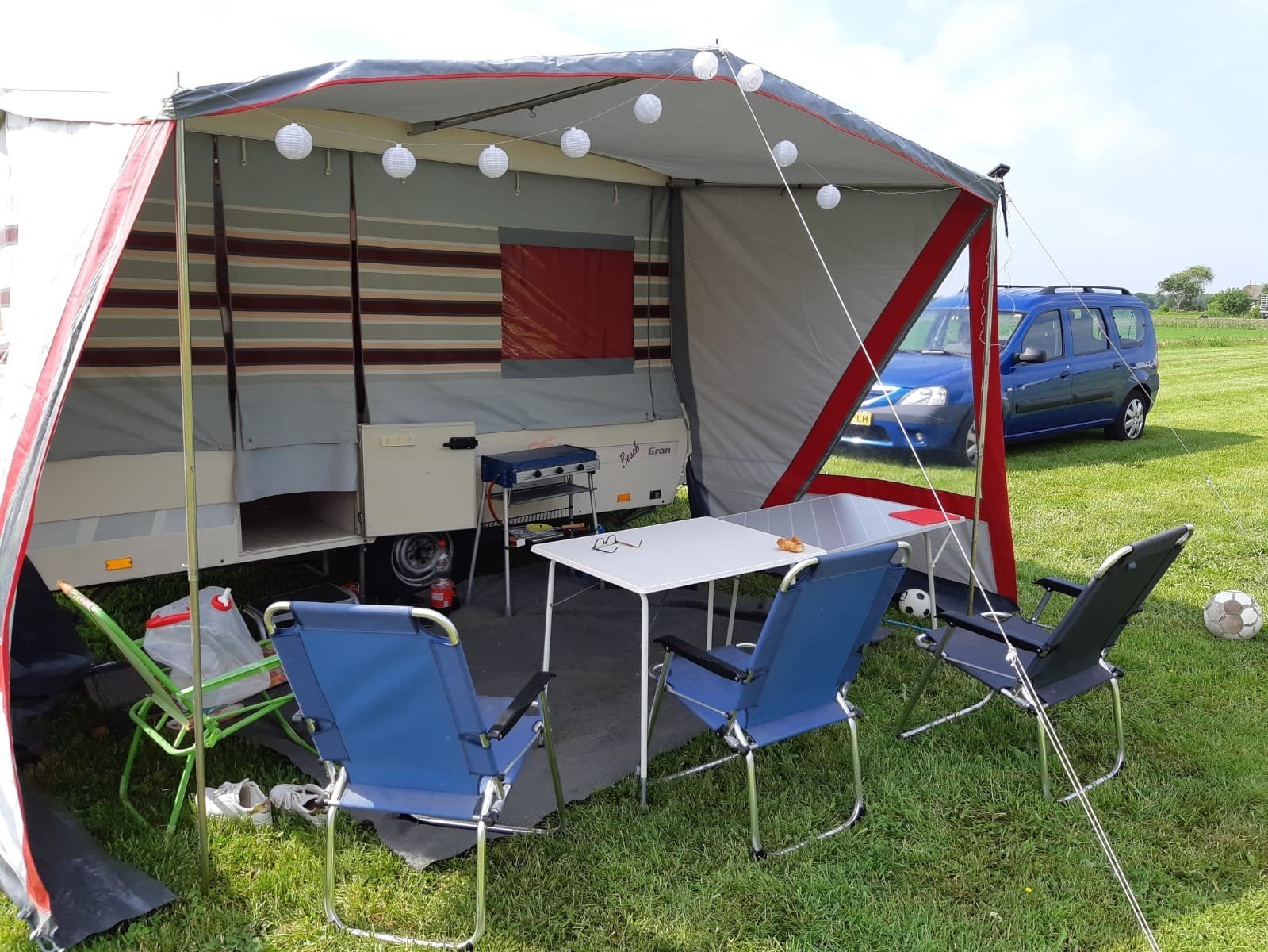 Paradiso Gran Beach vouwwagen uit 1995 met voortent, Caravans en Kamperen, Aanwezig, Grijs, Tot en met 4, Ophalen