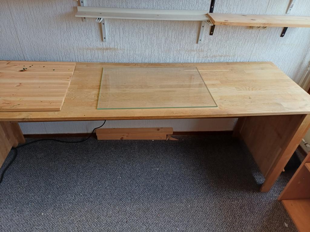Werkbank+ wandplankencombinatie ,plankhouders,rails., Ophalen, Gebruikt