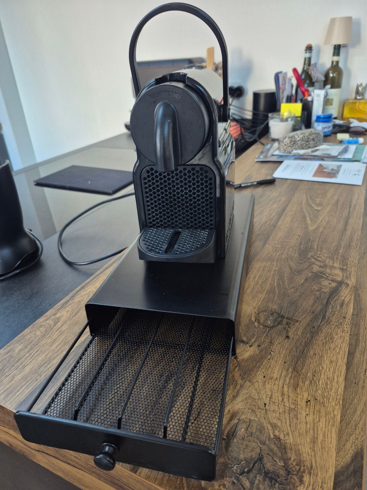 Magimix Nespresso aparaat met cupjeshouder en 50 koffie cups, Kunststof, Ophalen of Verzenden, Zwart, Overige merken