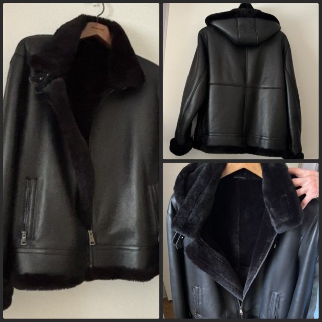 Piloten lammy coat - bont & afritsbare capuchon–zwart–5XL, Ophalen of Verzenden, Nieuw, Overige maten, Zwart