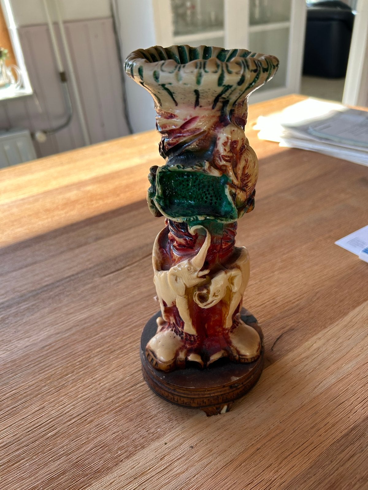 Vintage Polyresin Kandelaar met Dierenfiguren, Jaren 70, Ophalen of Verzenden