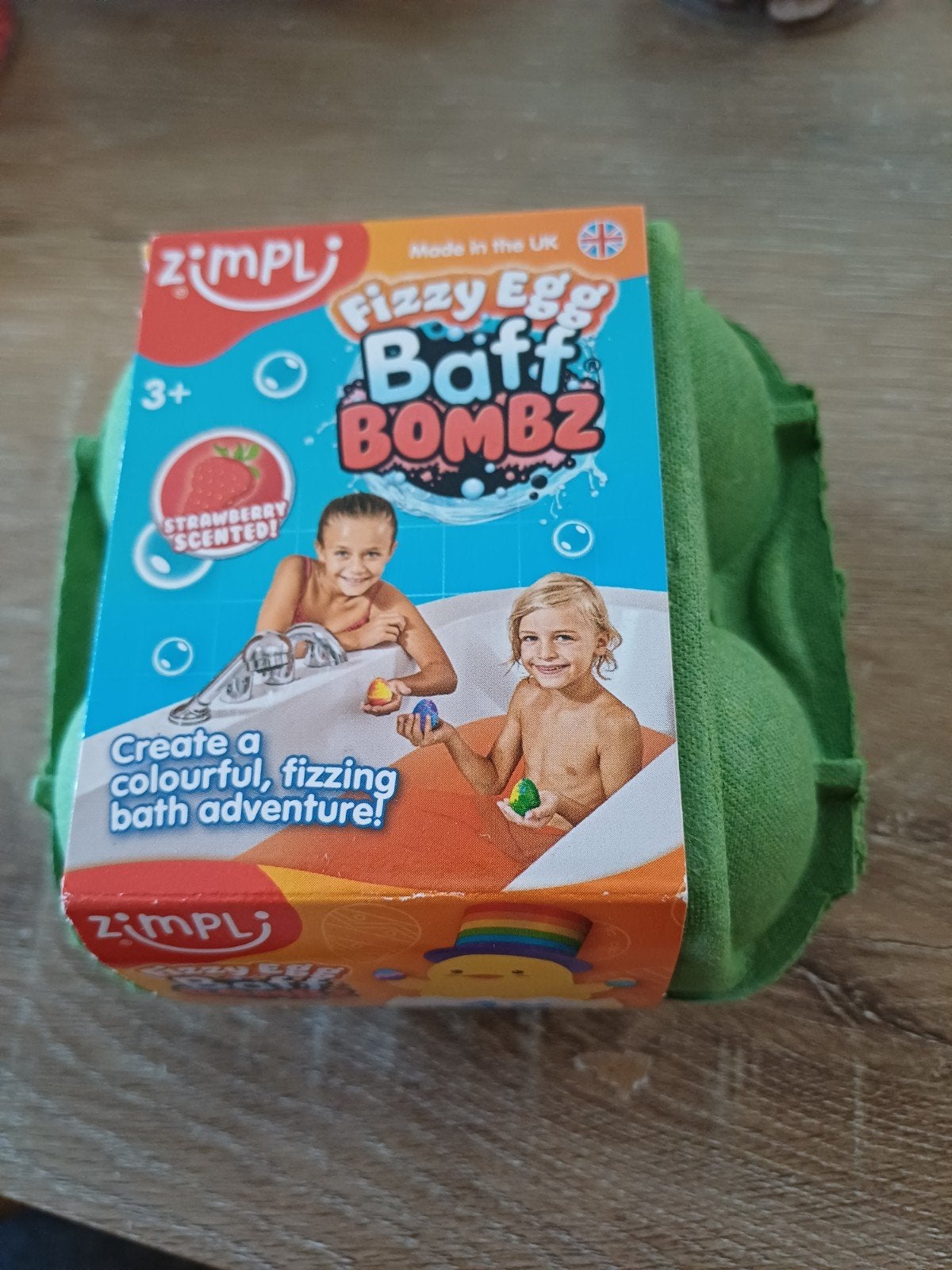 Zimpli baft bombz, bad bruisballen, Ophalen