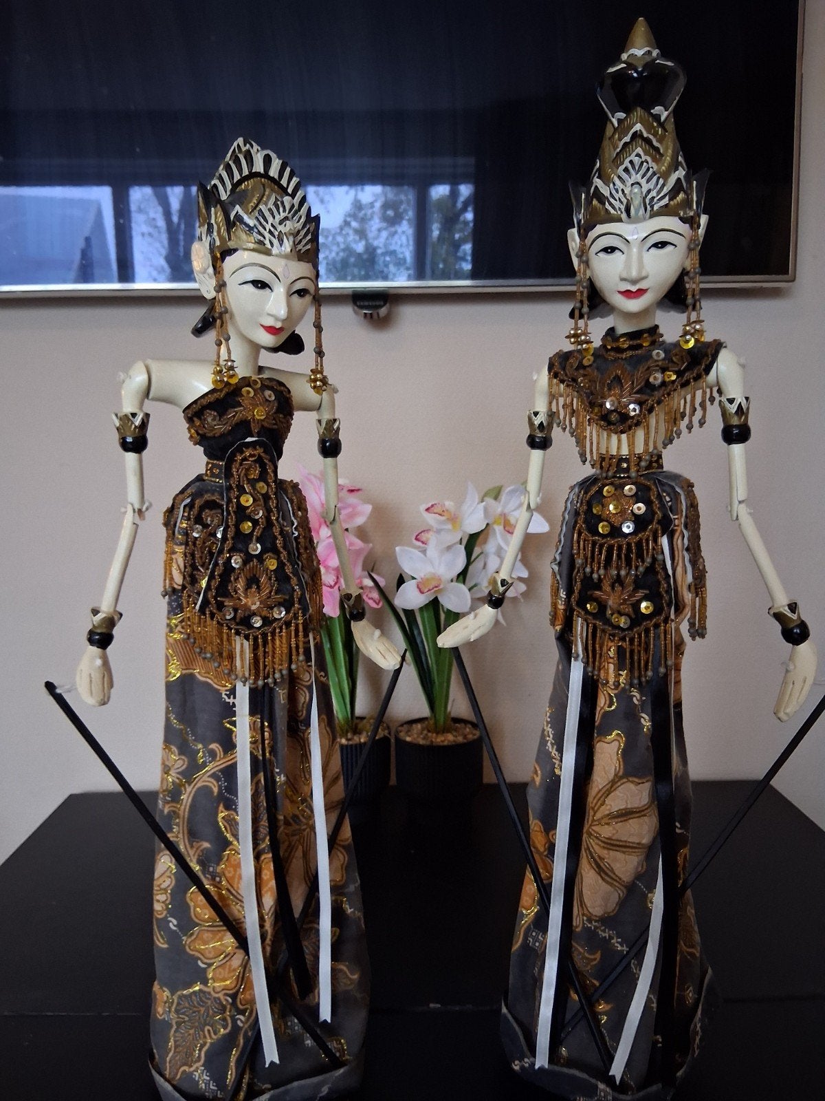 Set Antieke Vintage Indonesische Wayang Golek Poppen, Antiek en Kunst, Hout, Ophalen of Verzenden, Geschilderd, Indonesië