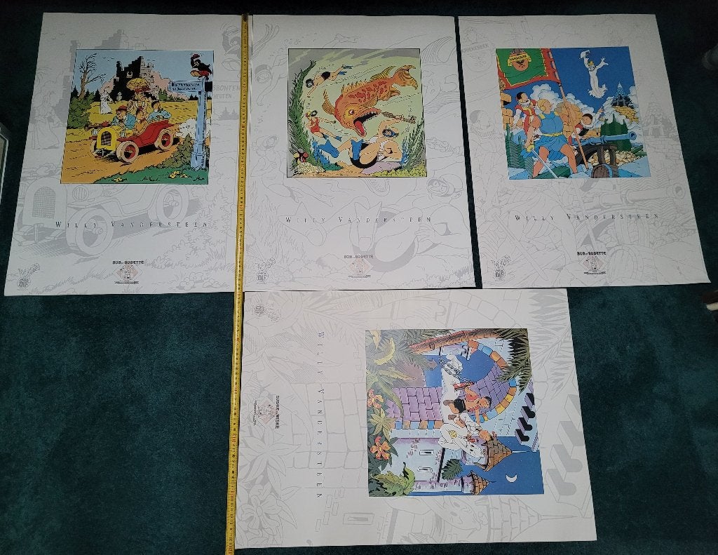 4 klassieke posters van Suske & Wiske/ Bob et Bobette, Ophalen, Rechthoekig Staand, Deurposter of groter, Zo goed als nieuw