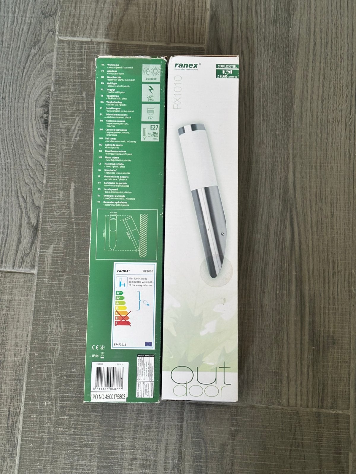 Twee Ranex RX1010 Buiten Wandlampen RVS E27, Minder dan 50 watt, Wandlamp, Nieuw, Ophalen of Verzenden