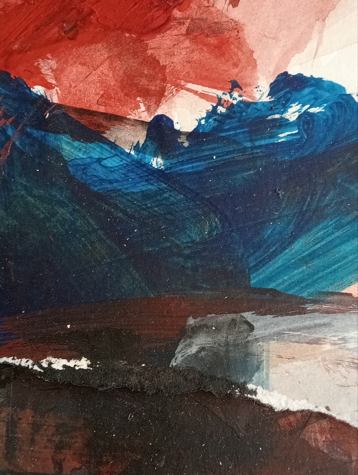 Gemengde Techniek Gouache op Gouache olieverf jaren 90, Ophalen of Verzenden