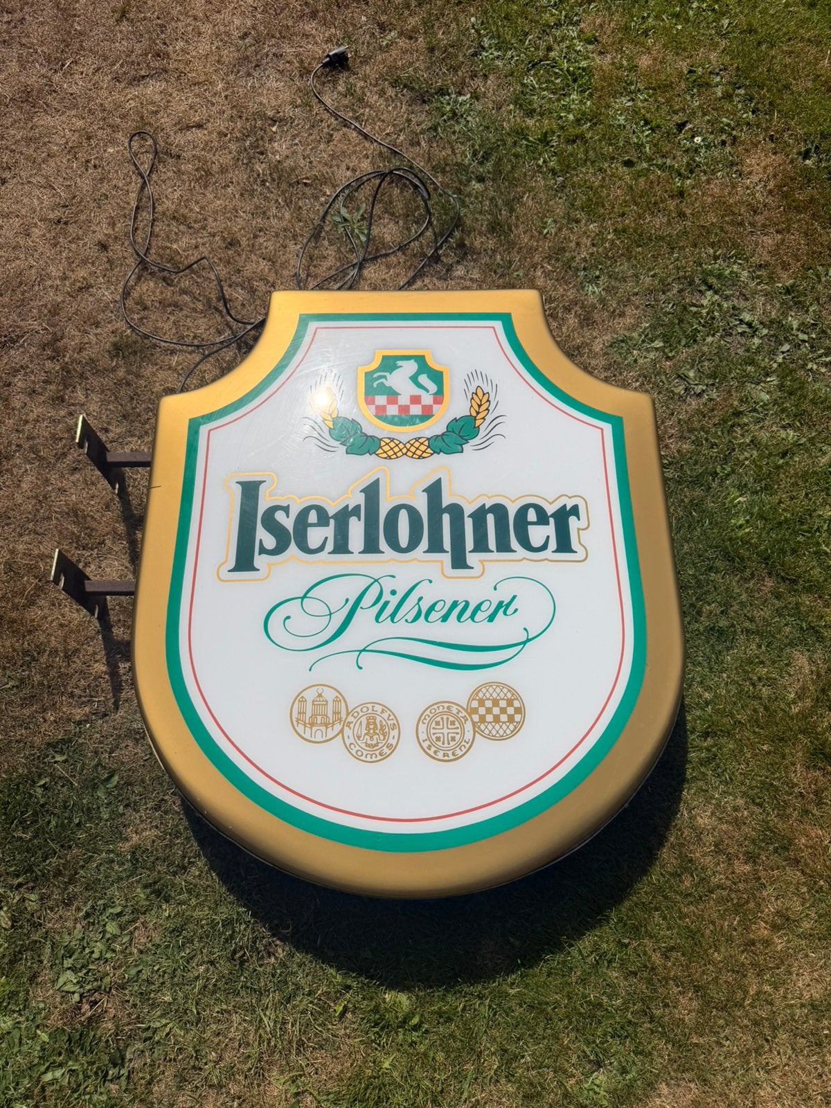 Uithangbord duits biermerk, Ophalen, Gebruikt, Reclamebord