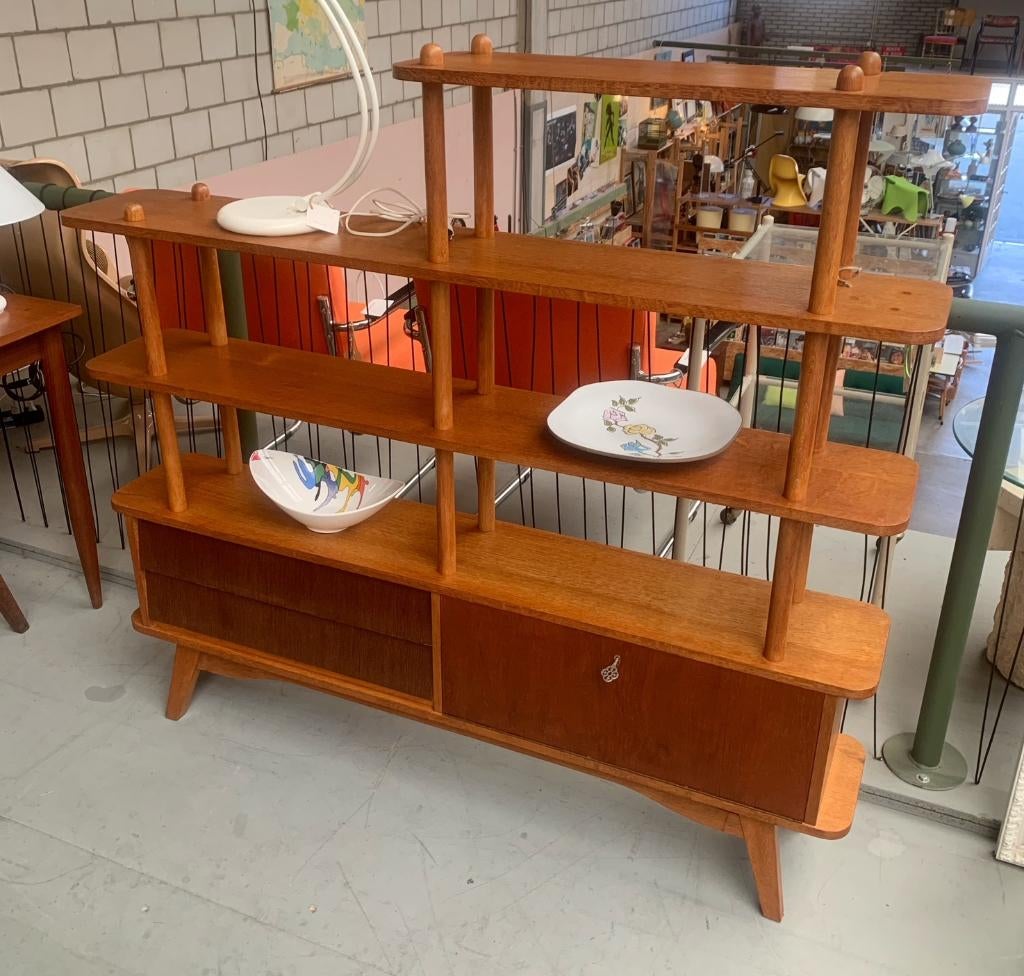 Vintage houten stokkenkast boekenkast retro kast, Ophalen, Gebruikt, 100 tot 150 cm, Onbekend