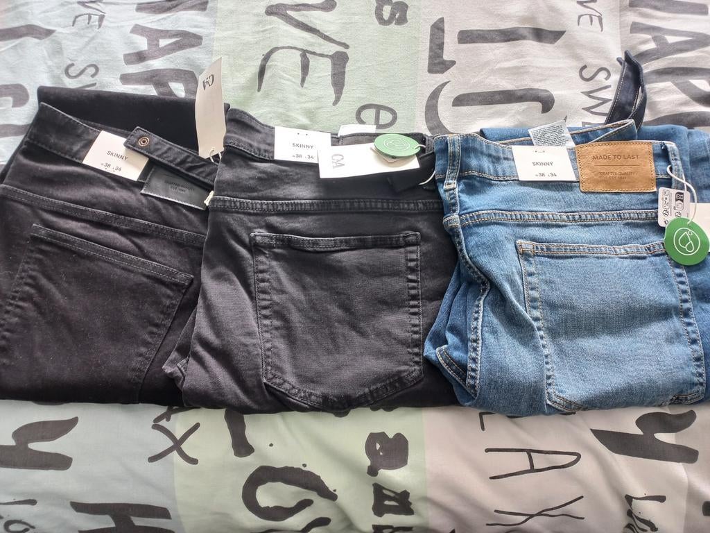 Nieuwe C&A Skinny Jeans W38 L34 - Zwart en Blauw, Ophalen, Nieuw, Zwart