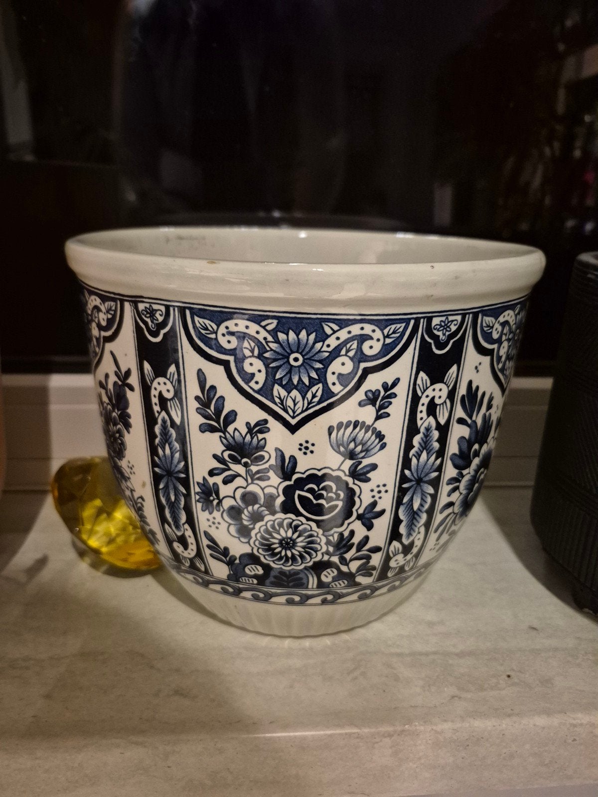 plantenpot delfstblauw, Ophalen, Rond, Zo goed als nieuw, Aardewerk