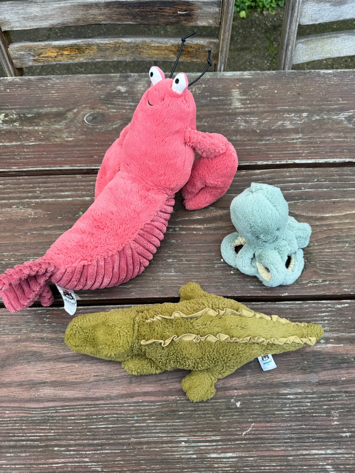 Jellycat knuffels: Kreeft, Krokodil en Octopus, Jellycat, Overige typen, Ophalen of Verzenden, Roze