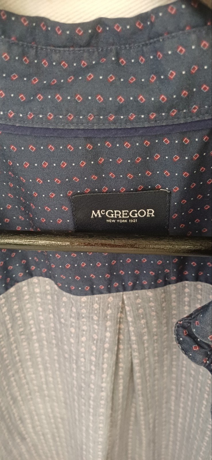McGregor overhemd - Donkerblauw met patroon - Maat XL, Ophalen, Gedragen, Halswijdte 43/44 (XL), McGregor