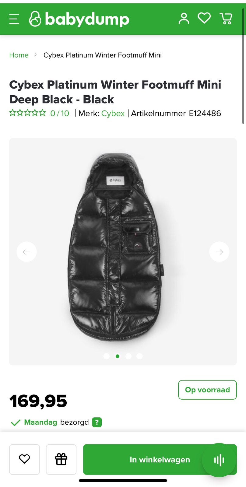 Cybex Platinum Winter Footmuff Mini Deep Black - Black, Ophalen, Nieuw, Overige merken