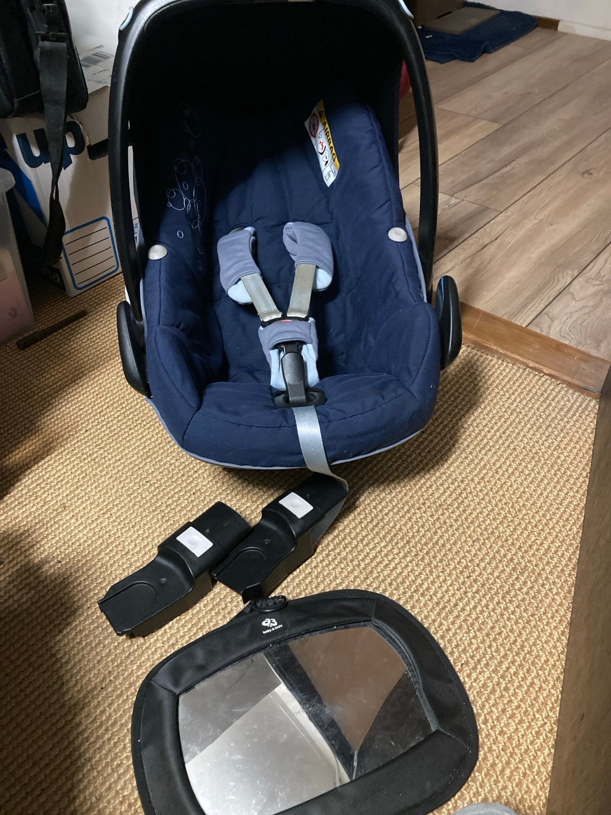 Maxi-Cosi Pebble autostoel met adapters, spiegel & voetenzak, Kinderen en Baby's, Ophalen, Autogordel of Isofix, Gebruikt, 0 t/m 13 kg