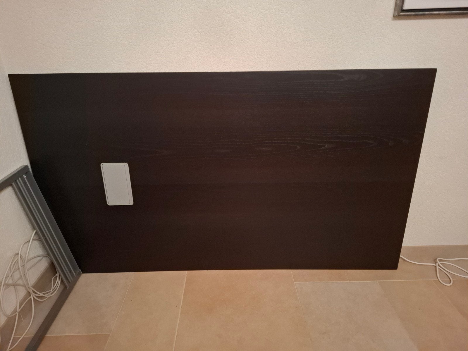 IKEA Tafelblad Donkerbruin met Aluminium Frame, Gebruikt, 50 tot 100 cm, Modern, Rechthoekig