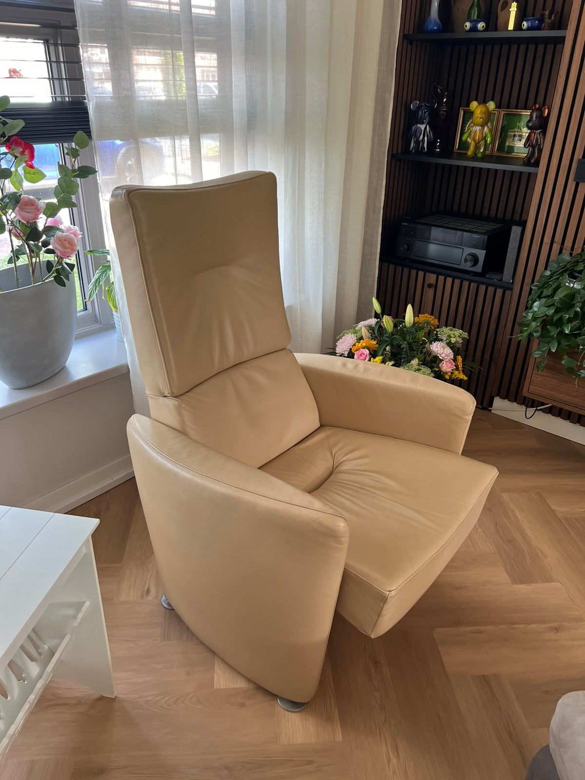 Lederen lounge stoel, Ophalen, Zo goed als nieuw, 75 tot 100 cm
