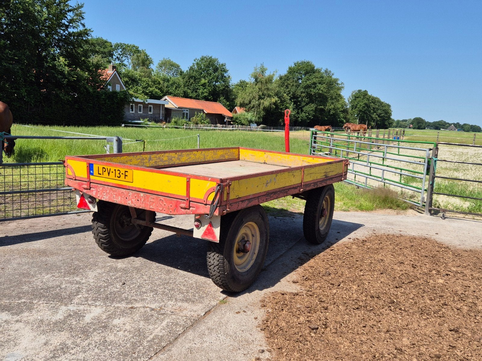 Platte wagen,  3x1.7m, gekeurd, Ophalen, Gebruikt