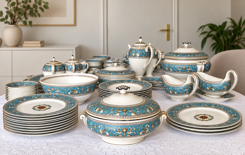 Uitzonderlijk 124-delig Wedgwood Florentine W2714 servies, Ophalen, Vintage, Zo goed als nieuw, Wedgwood