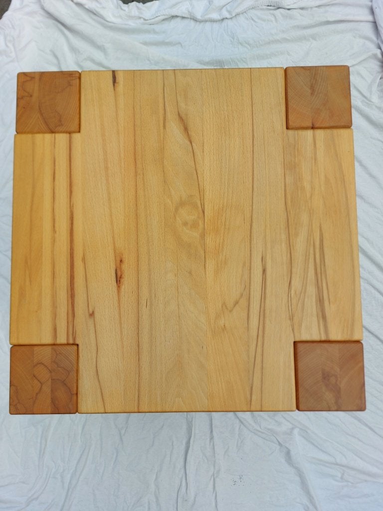 Vierkante salontafel van massief hout 55x55x50, geolied, Ophalen, Overige materialen, 50 tot 100 cm, Vierkant