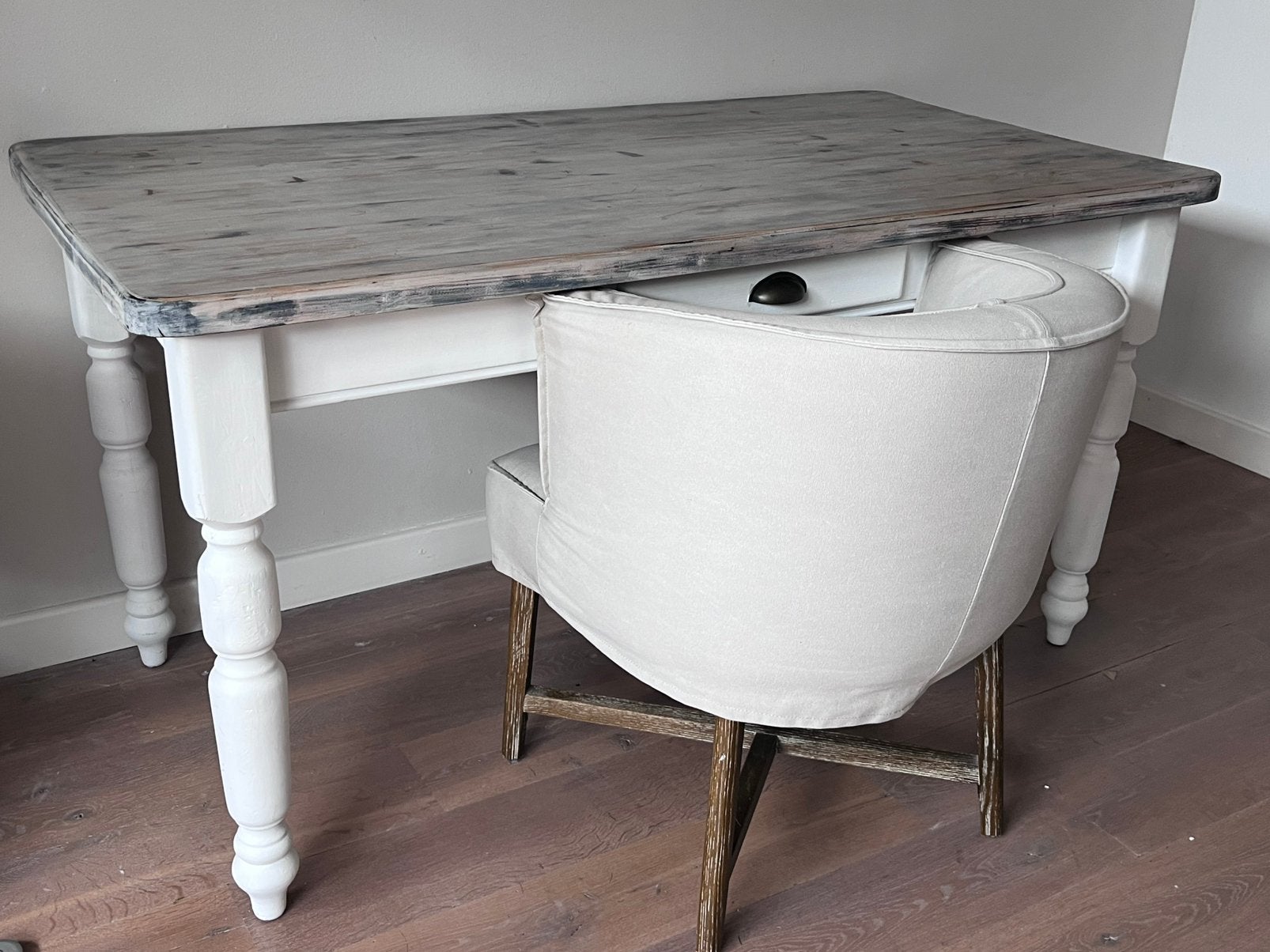 Buro ( brocante tafel) met stoel, Overige typen, Gebruikt, Hout, 76 cm