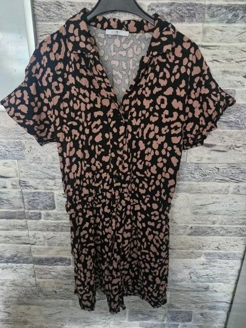 Jaguar print jumpsuit korte broek maat m h, Maat 38/40 (M), Overige kleuren, Onbekend, Hailys