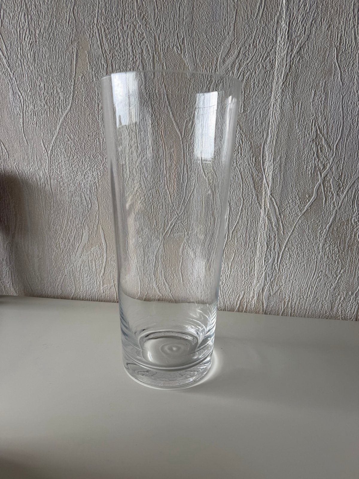Glazen vaas - Cilindervormig - 30 cm hoog, Ophalen of Verzenden, Zo goed als nieuw, Transparant, Glas