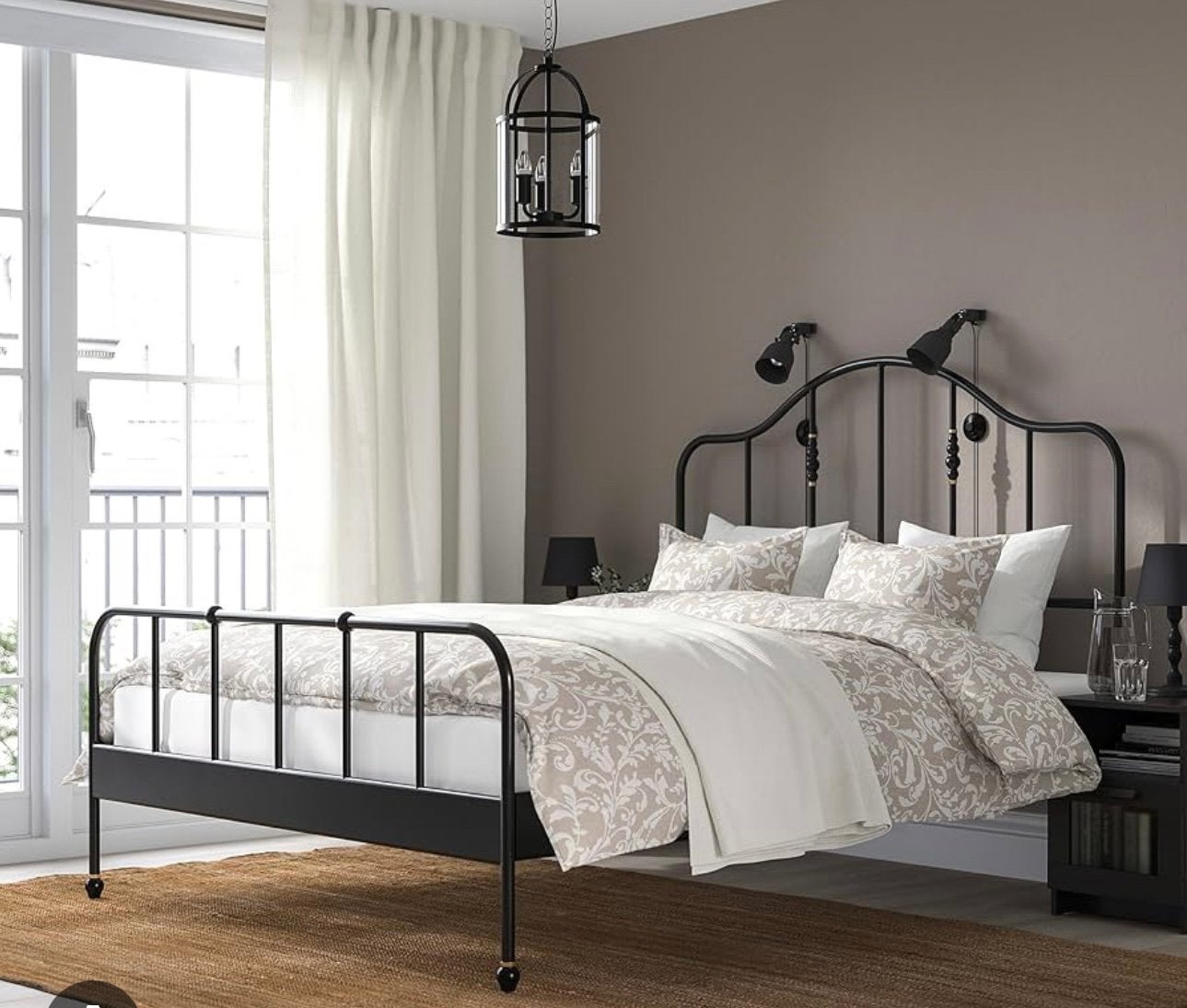 Twee Persoons ikea bed, Ophalen, Zwart, Tweepersoons, Zo goed als nieuw