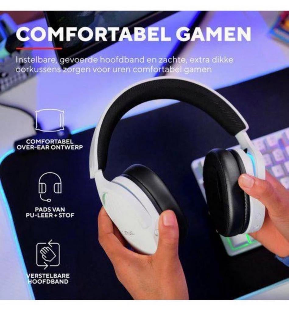 Trust GXT491W Fayzo - NIEUW Draadloze Gaming Headset PS5 PC, Computers en Software, Headsets, Mute-functie, Nieuw, Ophalen of Verzenden