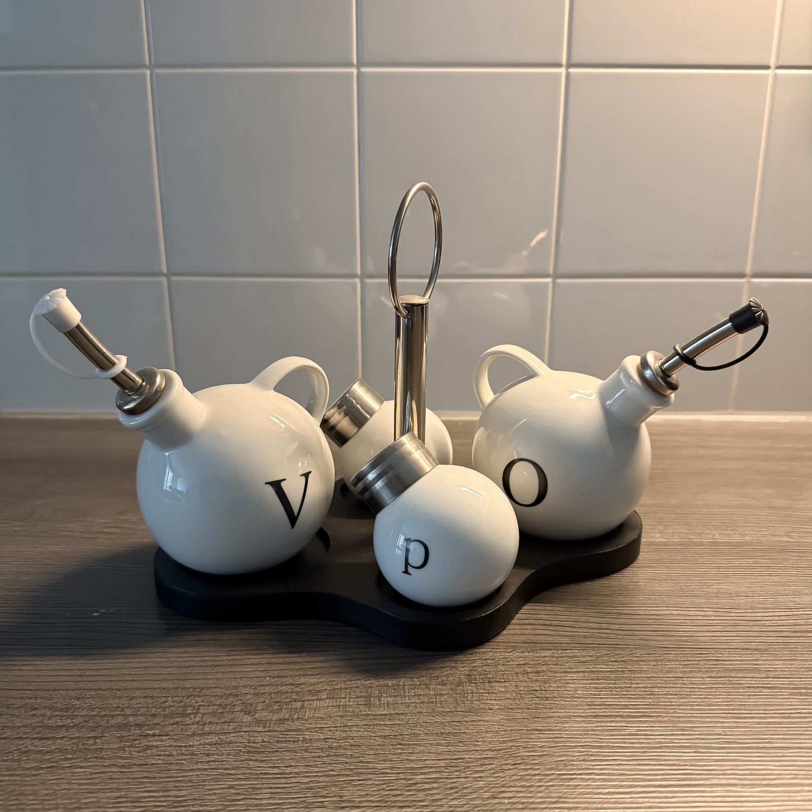 OLIE & AZIJN SET 4-delig Keramiek met RVS, Huis en Inrichting, Keuken | Servies, Ophalen, Gebruikt, Keramiek, Landelijk/Boerenbont