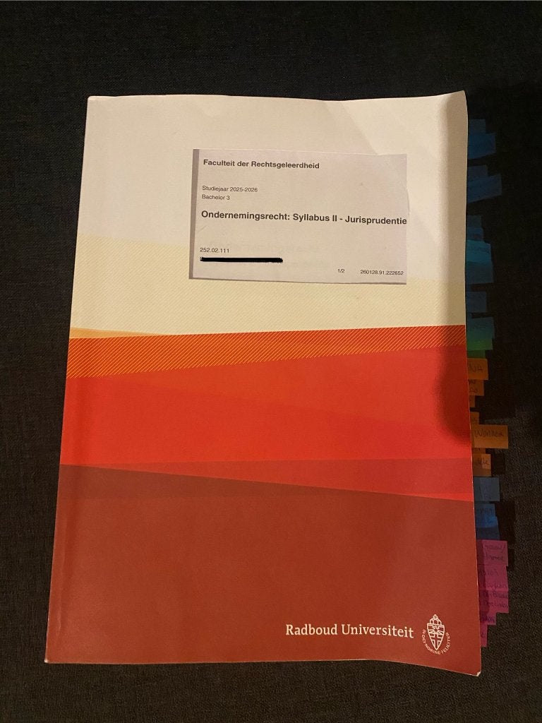 Jurisprudentiereader ondernemingsrecht, Gelezen, Ophalen of Verzenden, WO, Radboud universiteit