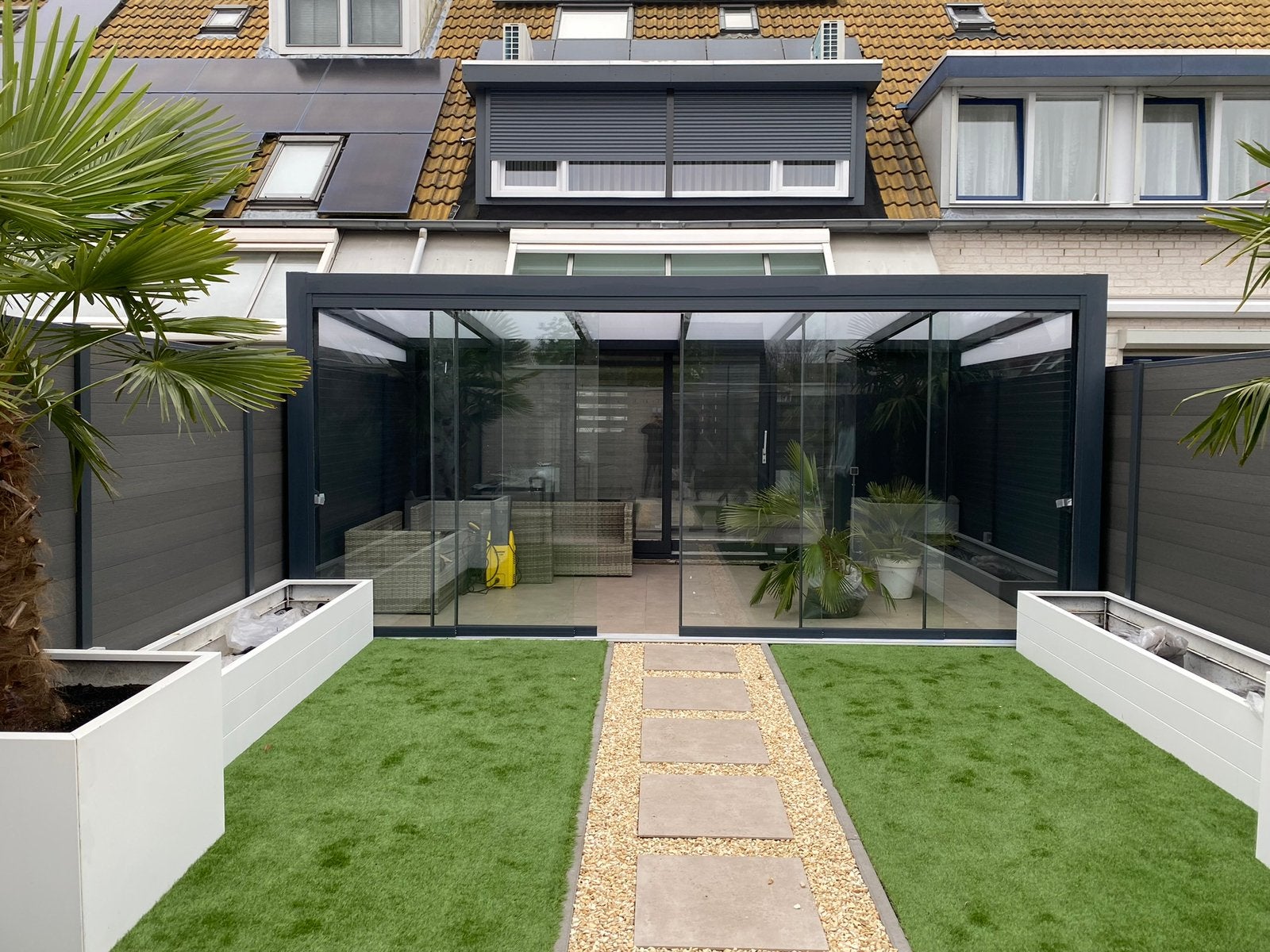 ACTIE, complete veranda inclusief glazenschuifwand., Tuin en Terras, Ophalen, Nieuw, Veranda
