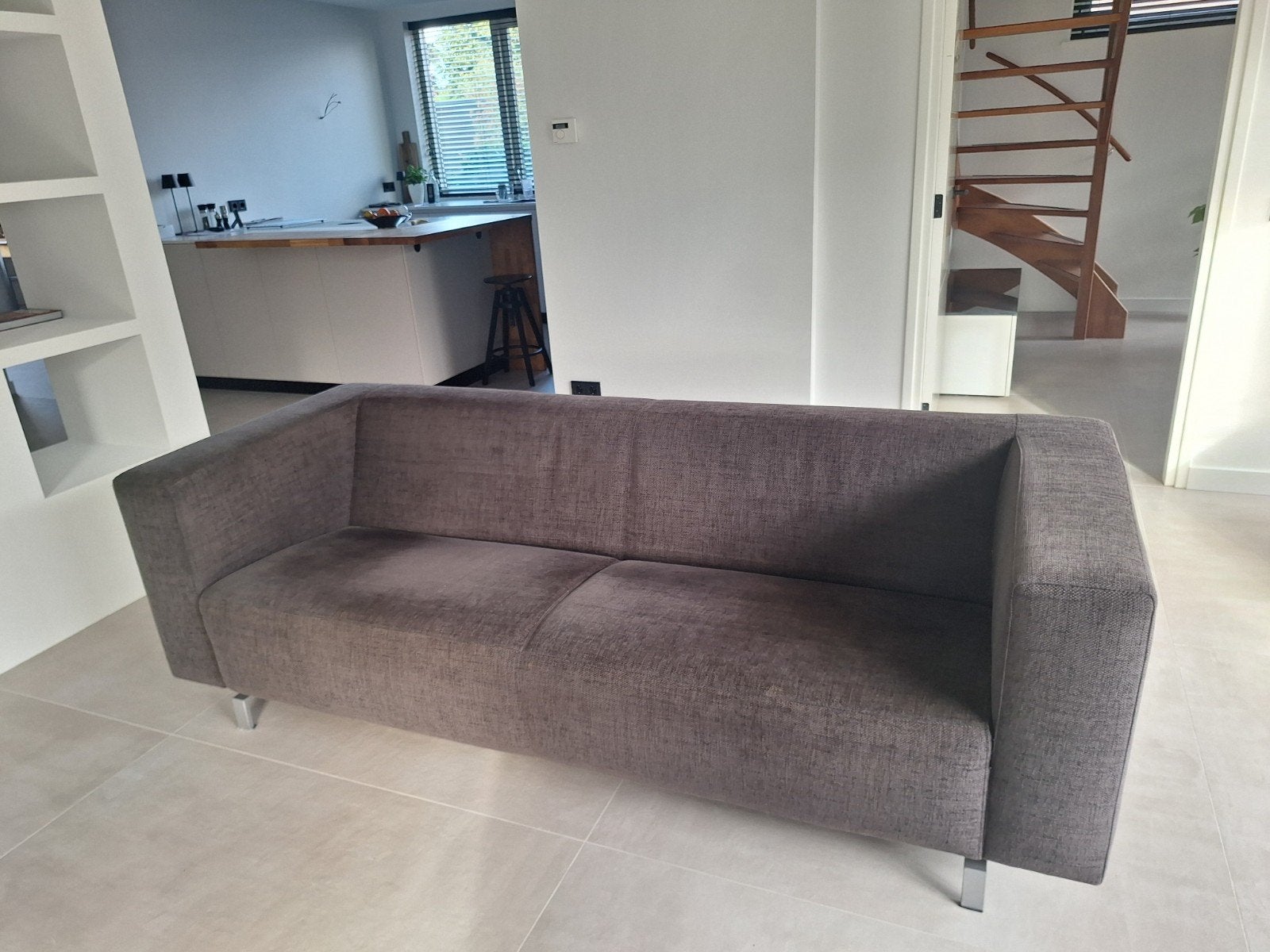 Strakke design bank antraciet - Antonio Ricci, Ophalen, Modern design, Driepersoons, 75 tot 100 cm