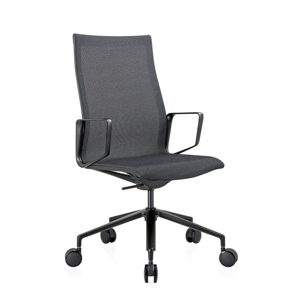 Design bureaustoel, Vergaderstoel, Zwart mesh, zwart frame, Zwart, Nieuw, Ophalen of Verzenden, Bureaustoel