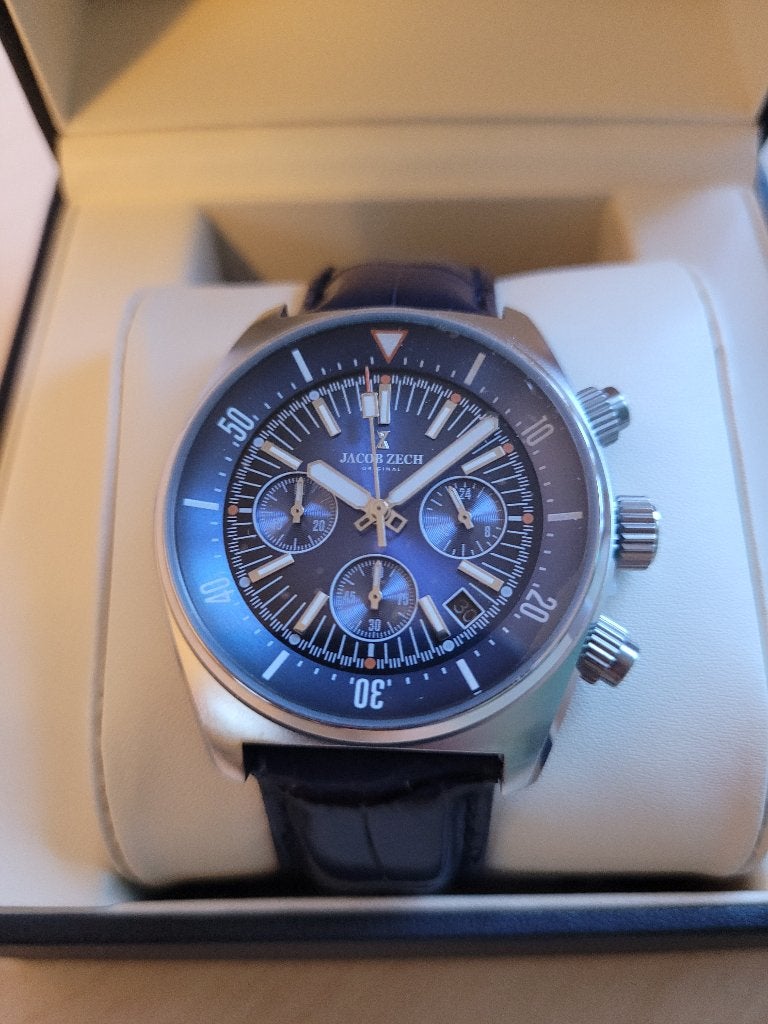 Jacob Zech Vienna horloge t.w.v € 399 NIEUW!, Blauw, Nieuw, Ophalen of Verzenden, Waterdicht