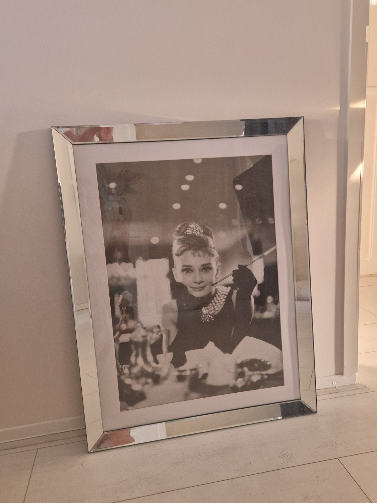 spiegellijst met klassieke foto Audry Hepburn, Ophalen, Spiegellijst