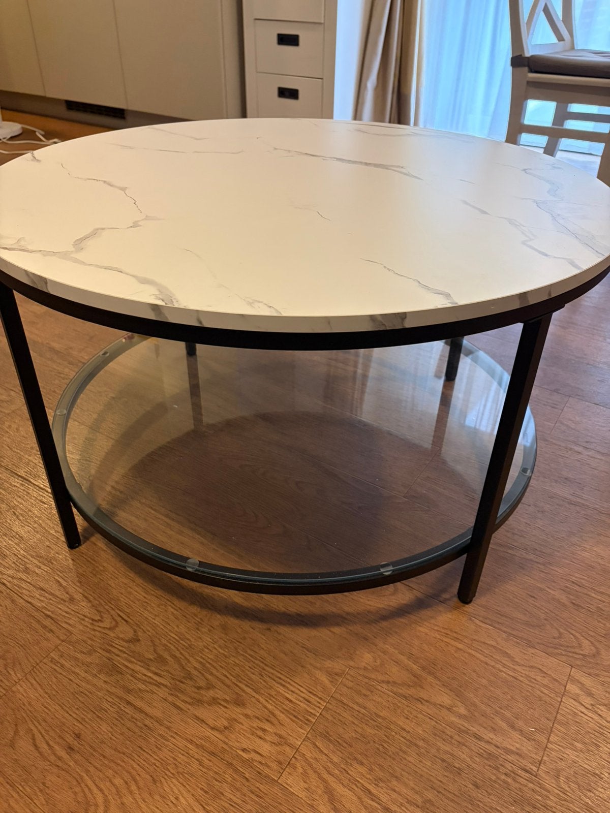 Salontafel rond 80 cm, Ophalen, 50 – 75, Glas, Rond