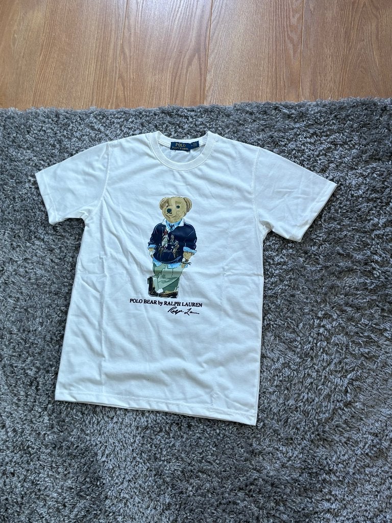 Ralph Lauren T-Shirt Wit met Beer Frontprint in Maat M, Maat 48/50 (M), Wit, Ophalen of Verzenden, Zo goed als nieuw