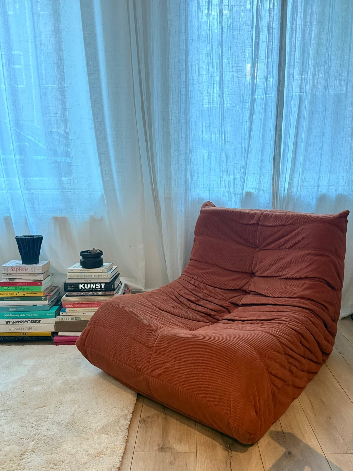 Comfortabele fauteuil - Oranje/Bruin, Ophalen, Gebruikt, 75 tot 100 cm, 100 tot 125 cm