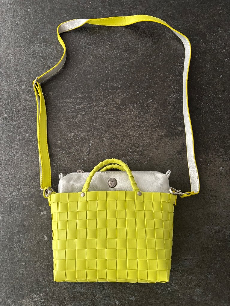 Handed by tas / handtas / cross body bag lime-zilver, Verzenden, Nieuw, Handtas