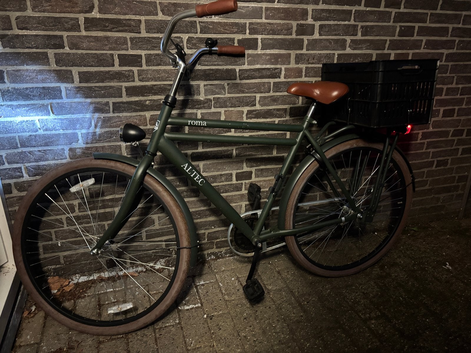 Altec Roma Stadsfiets - Groen met krat, Gebruikt, Velgrem, Versnellingen, 53 tot 57 cm