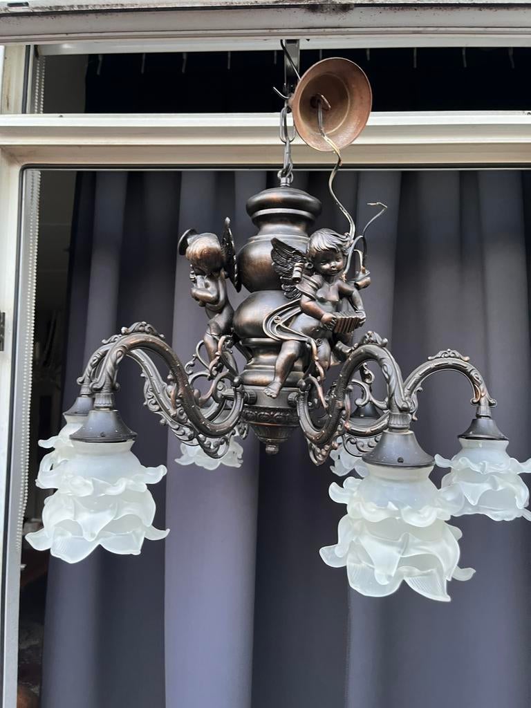 Engelen hanglamp, Huis en Inrichting, Lampen | Kroonluchters, Ophalen, Gebruikt, Overige materialen