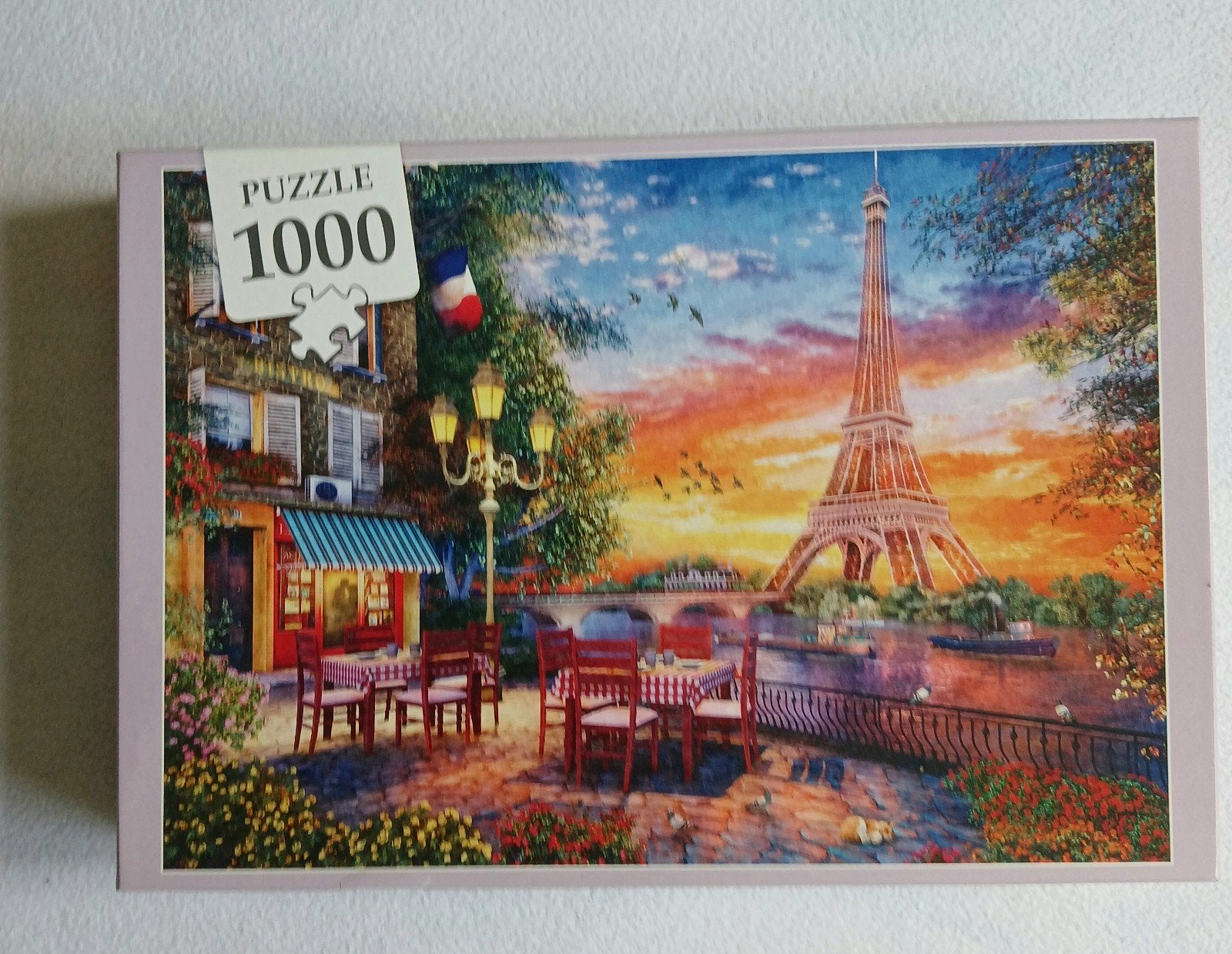 Legpuzzel 1000 stukjes Eiffeltoren Parijs zonsondergang, Ophalen
