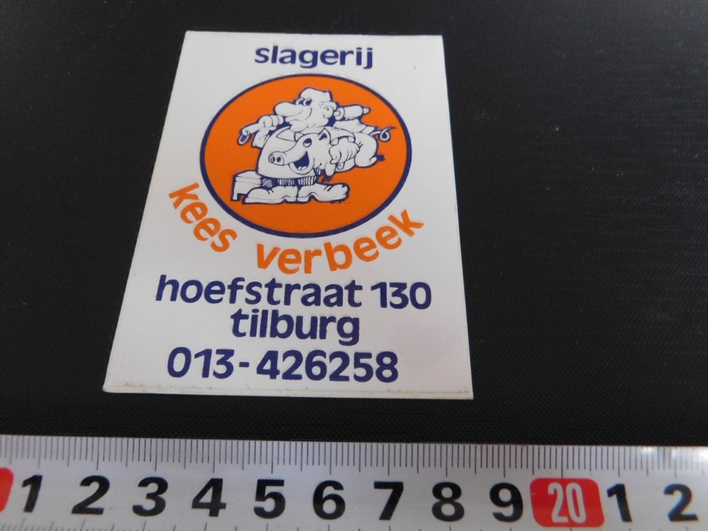 sticker tilburg hoefstraat 130 slagerij kees verbeek *, Verzamelen, Ophalen, Zo goed als nieuw